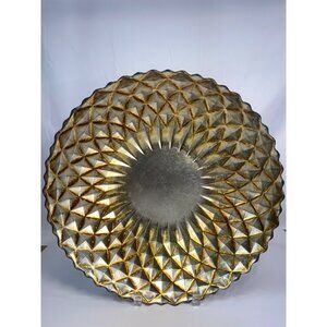 Vintage Turkish Centerpiece Plate Bowl Art Glass Diamond Point Pattern 16'' Wide